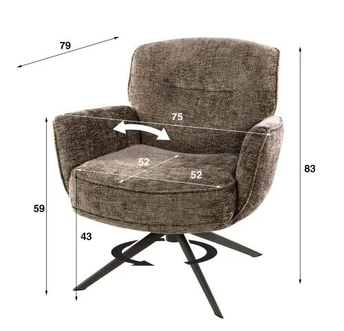 Sessel Duba | drehbar | Hoven-Stoff | champagne-braun