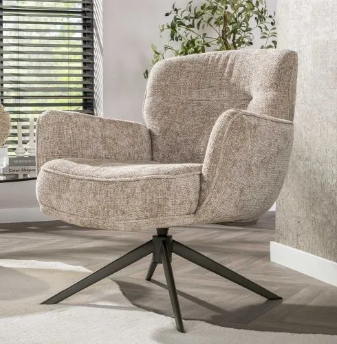Sessel Duba | drehbar | Hoven-Stoff | sand-braun