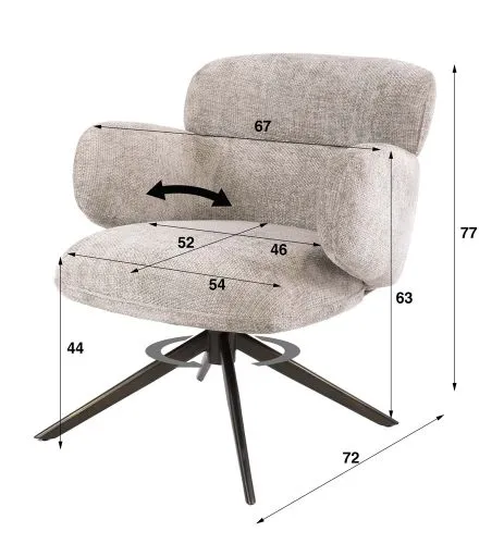 Sessel Milagro | drehbar | Hoven-Stoff / Chenillegewebe | sand - braun