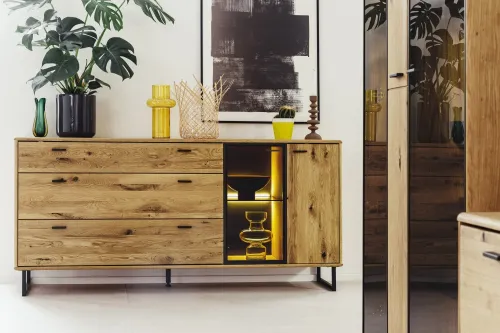 Sideboard Arezzo | Wildeiche / anthrazit | ohne Beleuchtung