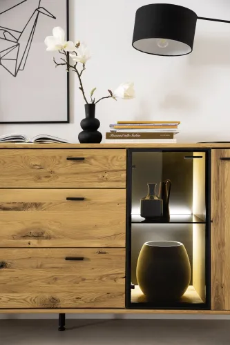 Sideboard Arezzo | Wildeiche / anthrazit | ohne Beleuchtung