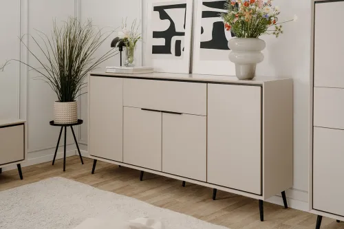Sideboard Arona mit Schubkästen | sand / schwarz