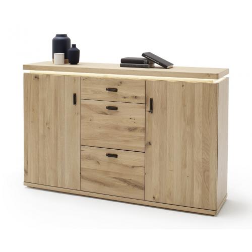 Sideboard Barcelona 3 | Balkeneiche Bianco / Eiche Bianco | inkl. LED Beleuchtung