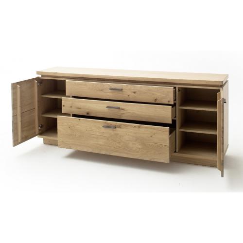 Sideboard Barcelona groß | Balkeneiche Bianco / Eiche Bianco | inkl. LED Beleuchtung