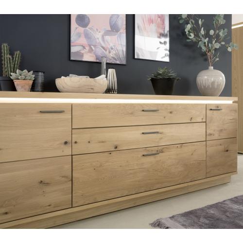 Sideboard Barcelona groß | Balkeneiche Bianco / Eiche Bianco | inkl. LED Beleuchtung