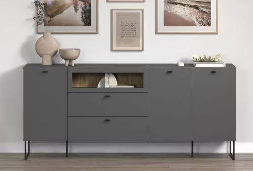 Sideboard Bellugi 1, Anthrazit Dekor