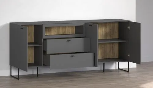 Sideboard Bellugi 1, Anthrazit Dekor – Ansicht 5