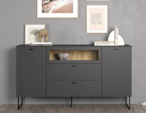 Sideboard Bellugi, Anthrazit / Evoke Eiche