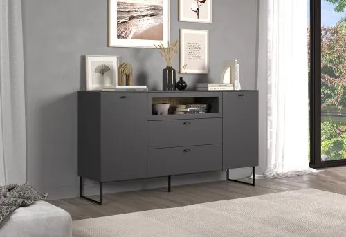 Sideboard Bellugi, Anthrazit Dekor – Ansicht 8
