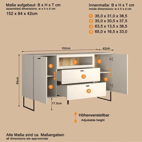 Sideboard Bellugi, Cashmere Dekor – Ansicht 4