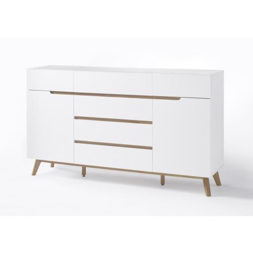 Sideboard Cervo 2 | weiß matt / Asteiche massiv