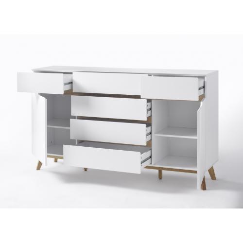 Sideboard Cervo 2 | weiß matt / Asteiche massiv