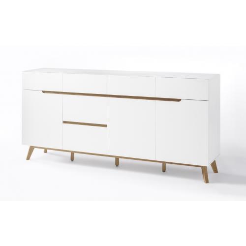 Sideboard Cervo groß | weiß matt / Asteiche massiv