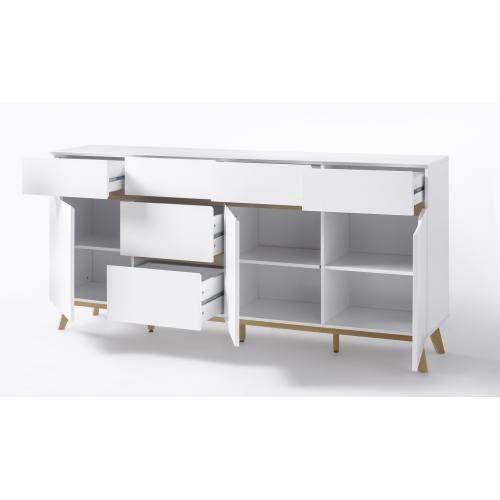 Sideboard Cervo groß | weiß matt / Asteiche massiv