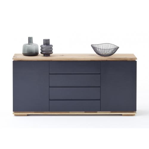 Sideboard Chiaro | schwarz Hochglanz / Asteiche massiv