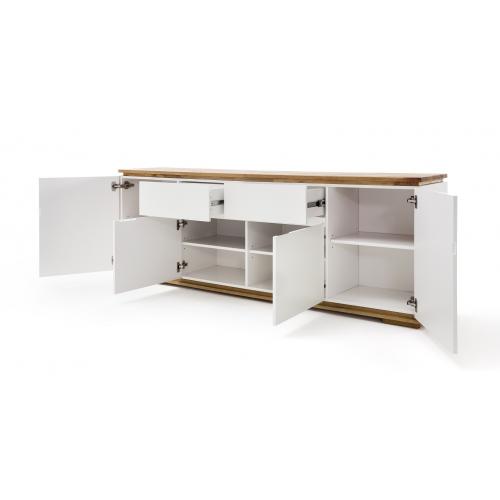 Sideboard Chiaro groß | weiß matt / Asteiche massiv