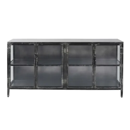 Sideboard Edfu | Glas & Metall | Vintage anthrazit