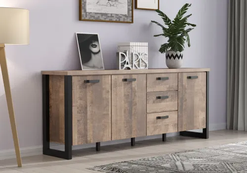 Sideboard Emile | Eiche Tabak / Schwarz