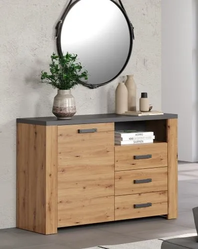 Sideboard Follow mit Schubkästen | Artisan Eiche / Matera grau