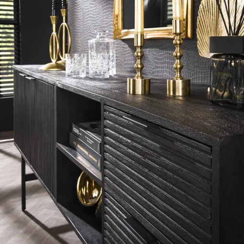Sideboard Genka | Mangoholz massiv | schwarz