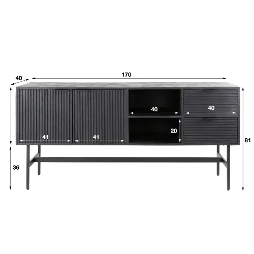 Sideboard Genka | Mangoholz massiv | schwarz