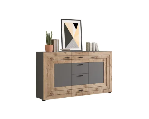 Sideboard Kommode Freno | grau matt / Nox Oak