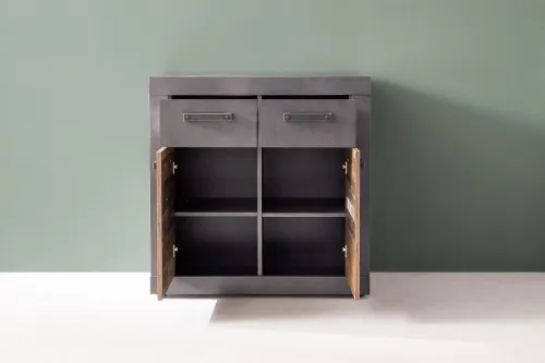 Sideboard Kommode Indy | Old Used Wood / Matera grau | 82x86 cm | Shabby Look