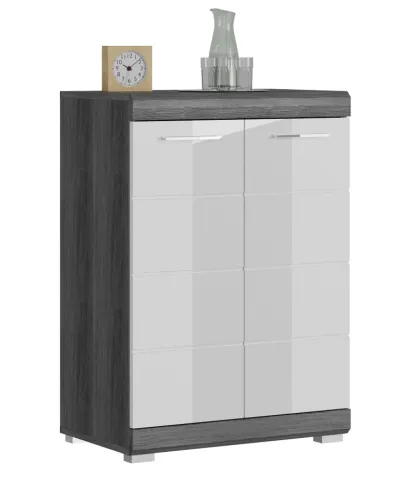 Sideboard Kommode Scout 4 | weiß Hochglanz / rauchsilber