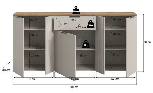 Sideboard Kommode Slide | Kaschmir / Evoke Oak