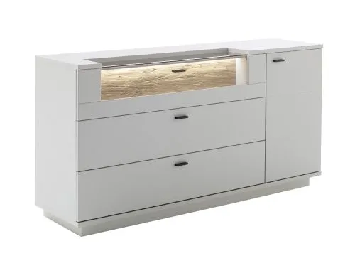 Sideboard Lissabon | Modern White | mit Bandbeleuchtung