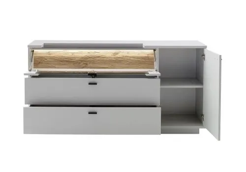 Sideboard Lissabon | Modern White | mit Bandbeleuchtung