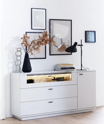 Sideboard Lissabon | Modern White | optional LED Beleuchtung