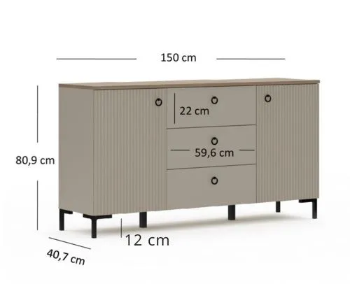 Sideboard Lucrezia 1, Cashmere Dekor – Ansicht 3