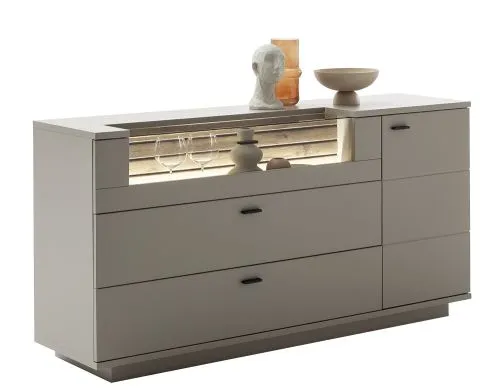 Sideboard Lüttich | Basalt / Wotan Eiche | mit Bandbeleuchtung