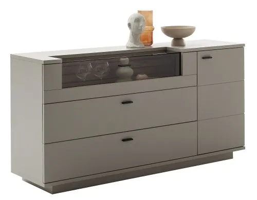 Sideboard Lüttich | Basalt / Wotan Eiche | ohne Beleuchtung