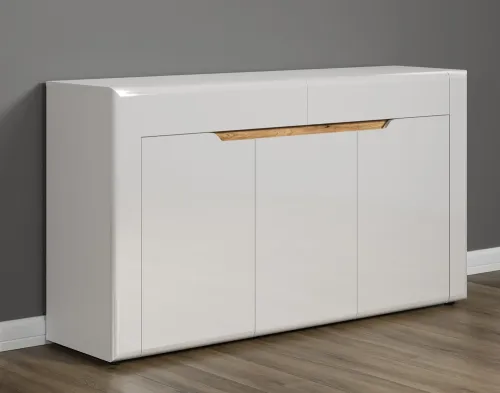 Sideboard Marlon | weiß Hochglanz / Evoke Eiche