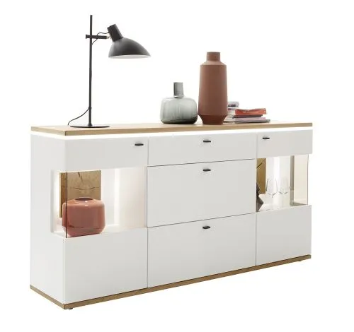 Sideboard Matadi | Soft white / Ast-Balkeneiche | Beleuchtung Komplettset