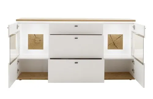 Sideboard Matadi | Soft white / Ast-Balkeneiche | Beleuchtung Komplettset