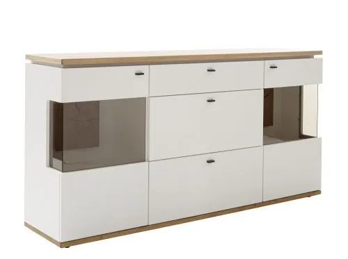 Sideboard Matadi | Soft white / Ast-Balkeneiche | Beleuchtung Komplettset