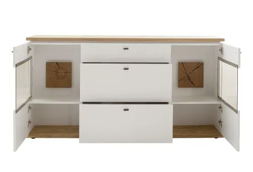 Sideboard Matadi | Soft white / Ast-Balkeneiche | ohne Beleuchtung