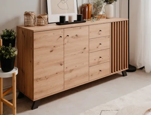 Sideboard Medan | mit 3D-Lamellen | Artisan Eiche / anthrazit