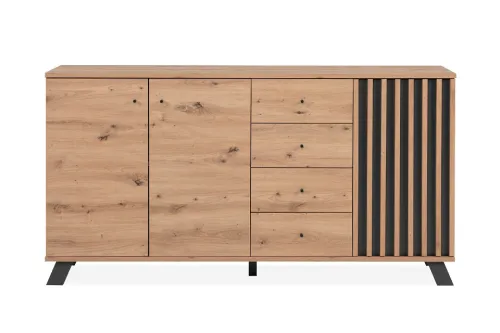 Sideboard Medan | mit 3D-Lamellen | Artisan Eiche / anthrazit