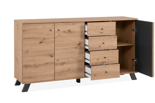 Sideboard Medan | mit 3D-Lamellen | Artisan Eiche / anthrazit