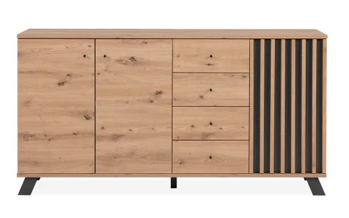 Sideboard Medan | mit 3D-Lamellen | Artisan Eiche / anthrazit
