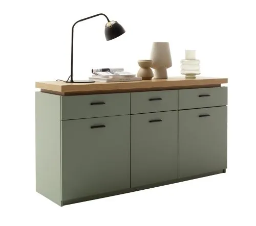 Sideboard Moniz | Salbei grün / Eiche Evoke | inkl. LED Beleuchtung