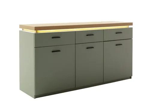 Sideboard Moniz | Salbei grün / Eiche Evoke | inkl. LED Beleuchtung