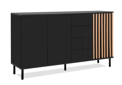 Sideboard Monza | mit 3D-Lamellen | Artisan Oak / schwarz