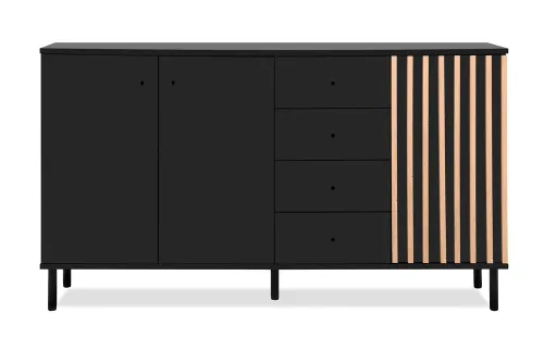 Sideboard Monza | mit 3D-Lamellen | Artisan Oak / schwarz