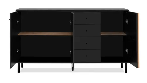 Sideboard Monza | mit 3D-Lamellen | Artisan Oak / schwarz