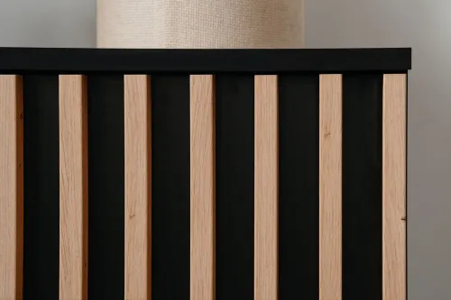 Sideboard Monza | mit 3D-Lamellen | Artisan Oak / schwarz